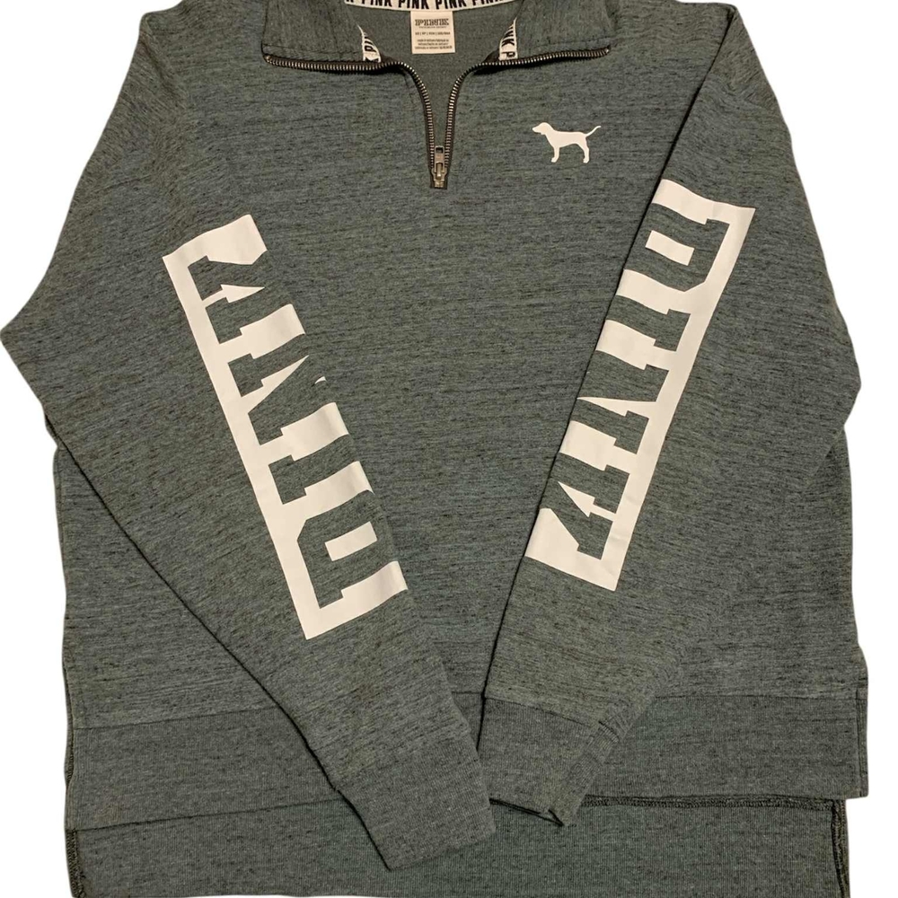 PINK Victoria's Secret Gray Quarter-Zip Sweater